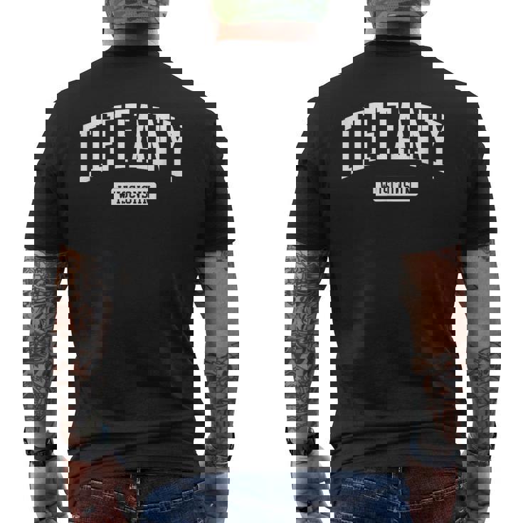 ティファニーウィスコンシン Wi ビンテージアスレチックスポーツデザイン メンズTシャツ バックプリント