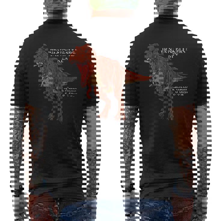 ティラノサウルス・レックスのリアルなデッサン メンズTシャツ バックプリント