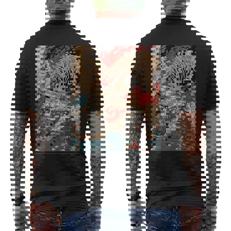 ティラノサウルス浮世絵 メンズTシャツ バックプリント