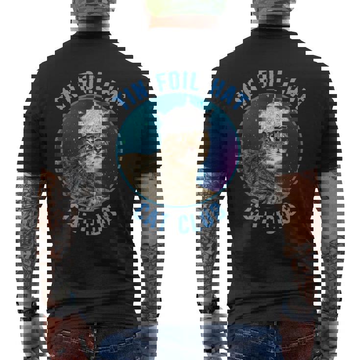 ティンホイルハットキャットクラブ陰謀論おかしい メンズTシャツ バックプリント