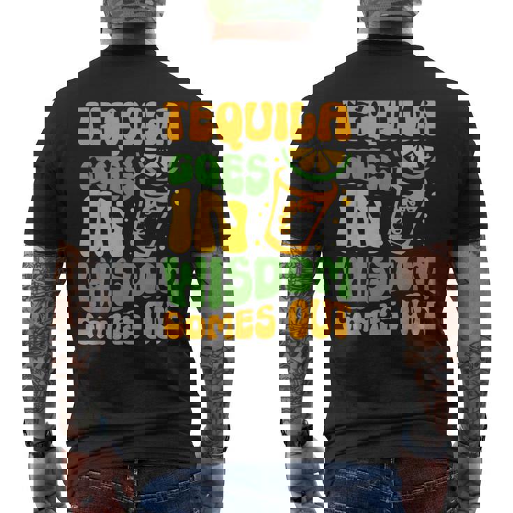 テキーラが知恵を生む 酒飲み ドリンク 飲酒 テキーラ メンズTシャツ バックプリント