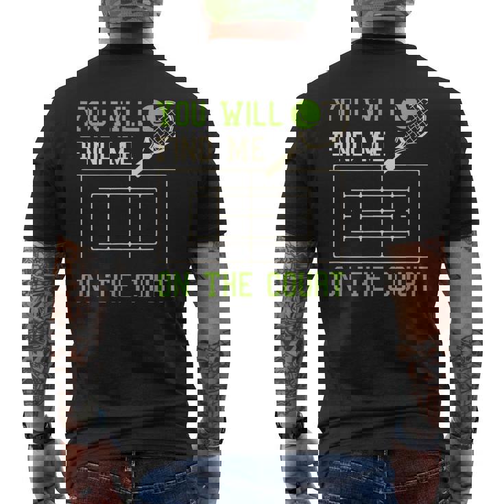 テニスコート テニスプレーヤー おもしろ名言集 メンズTシャツ バックプリント