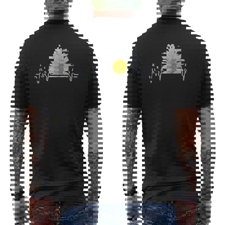 デイジー、ハートビート、花、花、花、ヒナギク メンズTシャツ バックプリント