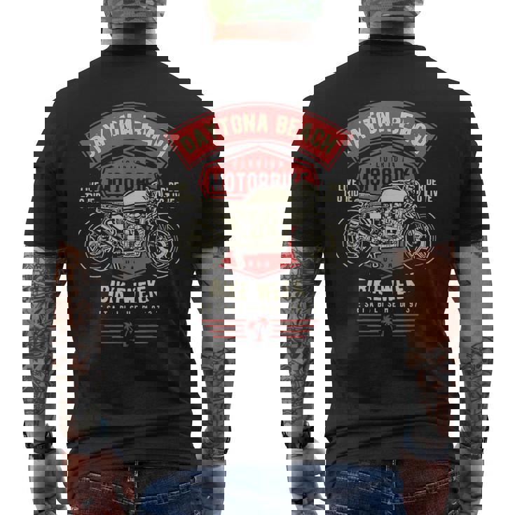 デイトナ ビーチバイクウィーク レトロバイクデザイン メンズTシャツ バックプリント