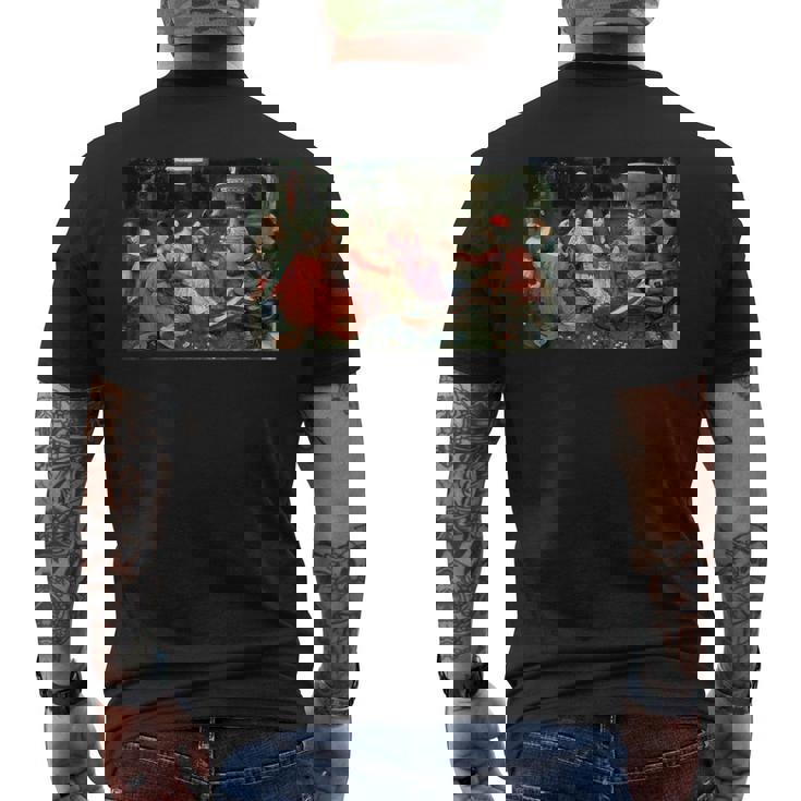 デカメロンの物語 ジョン・ウィリアム・ウォーターハウス メンズTシャツ バックプリント