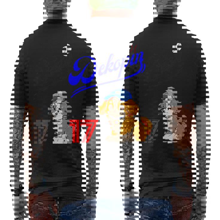 デコピン、デコイ、犬シャツ、No17、大谷、愛犬、コーイケルホンディエ、野球観戦、Dekopindecoy 誕生日 メンズTシャツ バックプリント