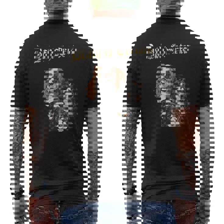 デス・イズ・サステイン・ファニー・キャバリア・キング・チャールズ・スパニエル メンズTシャツ バックプリント