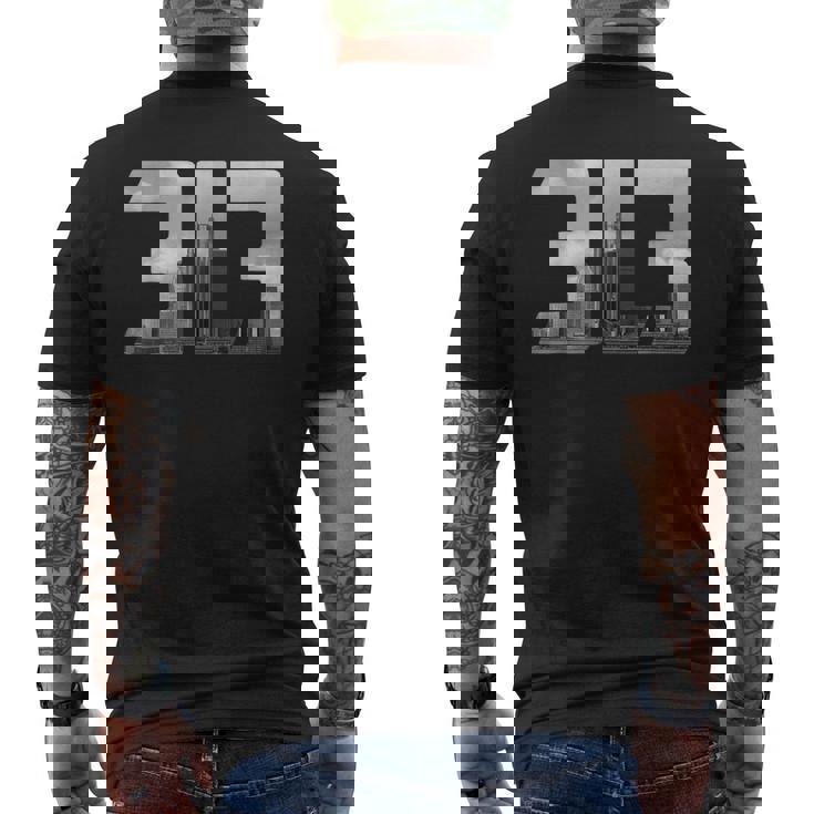 デトロイト 313 メンズTシャツ バックプリント