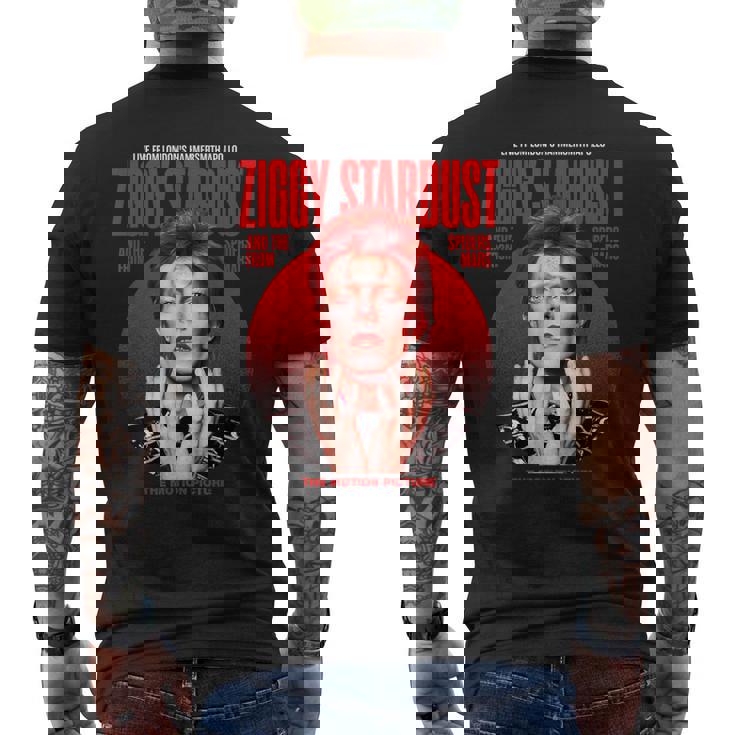 デヴィッド・ボウイ ジギー スターダスト モーションピクチャー カラー スキタ写真 メンズTシャツ バックプリント