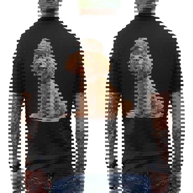 トイプードル 水彩 犬 野球帽 メンズTシャツ バックプリント