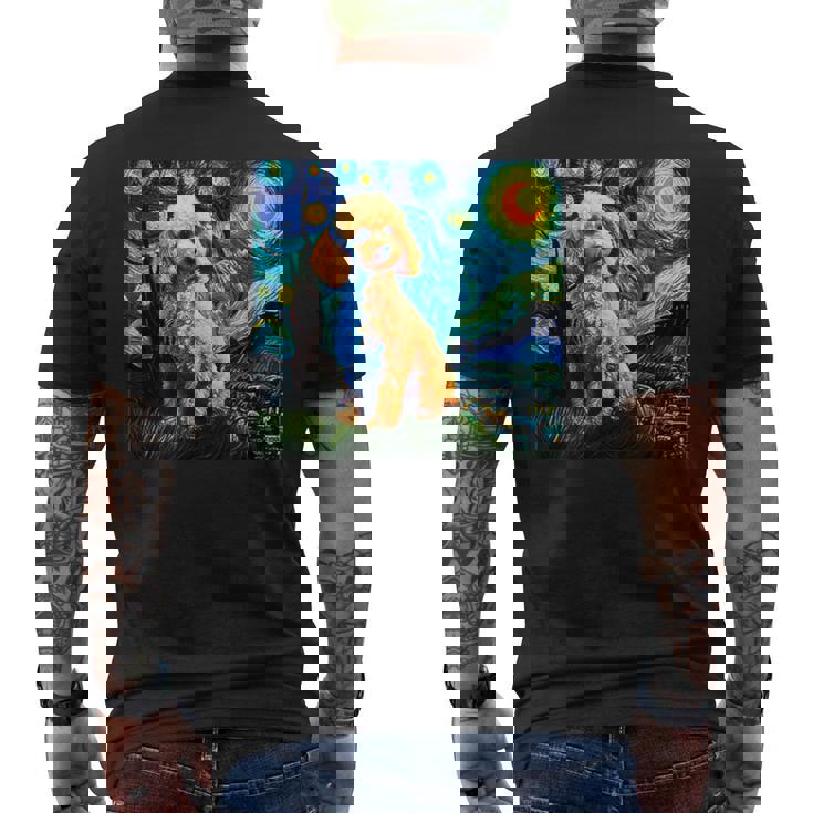 トイプードル 面白いtシャツ 犬 ゴッホ 星月夜 かわいい メンズ 子供 おもしろ 服 グッズ ネタ メンズTシャツ バックプリント