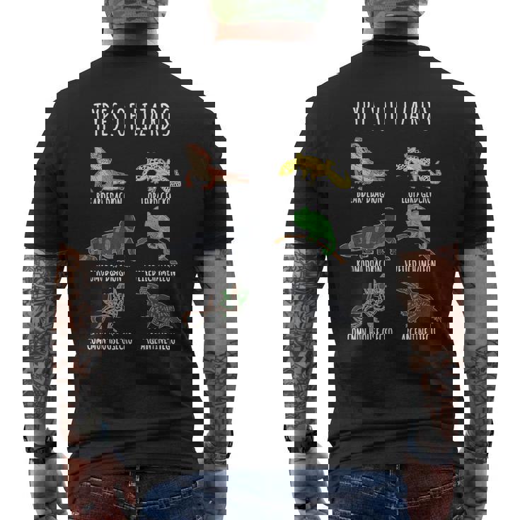 トカゲの種類 知育コレクション かわいいトカゲ愛好家 メンズTシャツ バックプリント