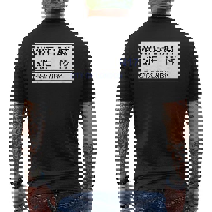 トッテナム フットボールチーム ホワイト ハートレーン ストリートサイン メンズTシャツ バックプリント