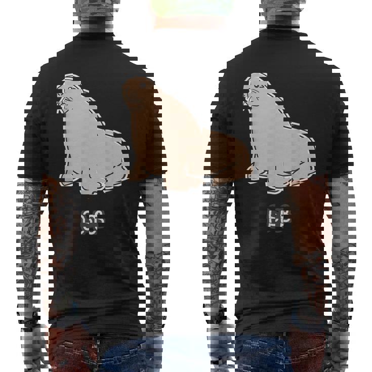 トド《ビッグ プリント》【どうぶつフレンズ】海・水族館の生き物 ゆるくてかわいい キャラクター イラスト メンズTシャツ バックプリント