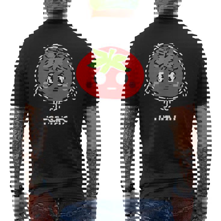 トマト 顔 イラスト かわいい おもしろ 面白い 簡単 シンプル ゆるい 野菜 メンズTシャツ バックプリント