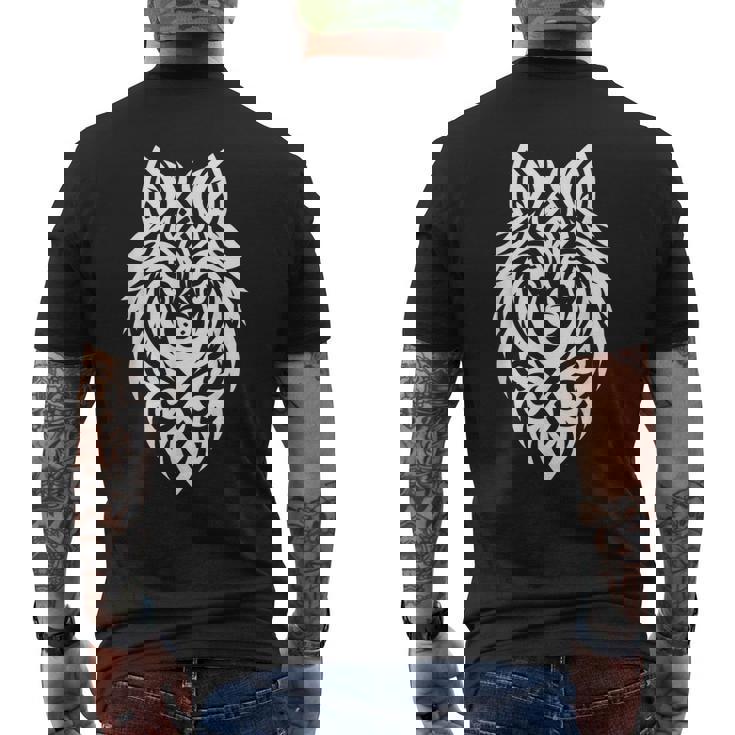 トライバルウルフ 北欧モチーフ ゲール柄 ライトウルフ メンズTシャツ バックプリント