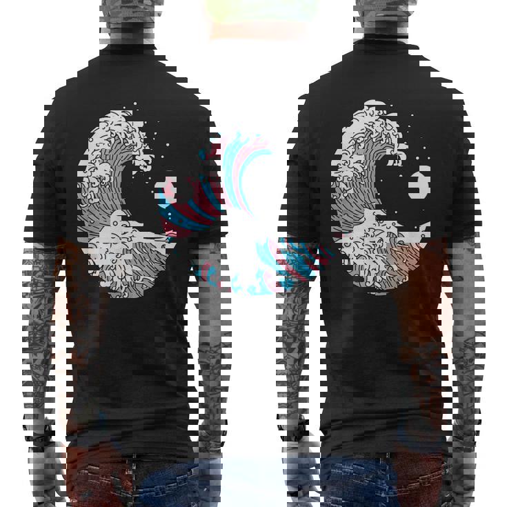 トランスジェンダー プライド Lgbtq トランスフラッグ 日本のウェーブアート Lgbt メンズTシャツ バックプリント