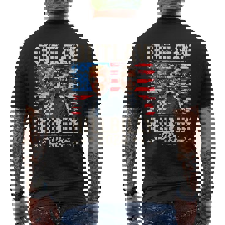 トランプ・ヴァンス'24 アウトロー・ヒルビリーアメリカ国旗ヴィンテージ メンズTシャツ バックプリント