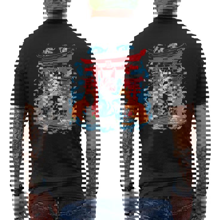 トリゲイツ 伏見稲荷 京都 和風 きつねマスク メンズTシャツ バックプリント