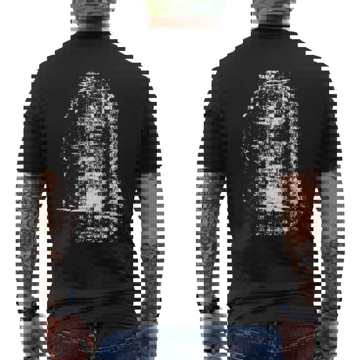 トリノのシュラウド イエス・キリストの顔 メンズTシャツ バックプリント