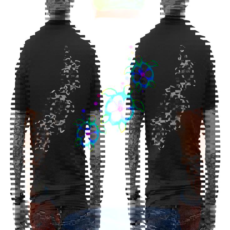 トロピカルカラー ハワイアン ホヌー ウミガメ メンズTシャツ バックプリント