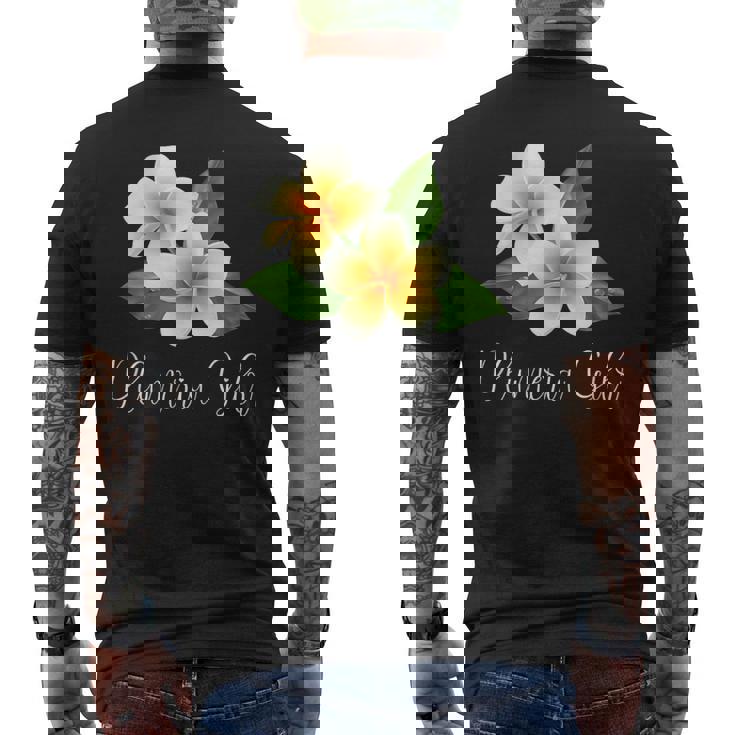 トロピカルプルメリアフランジパニー メンズTシャツ バックプリント