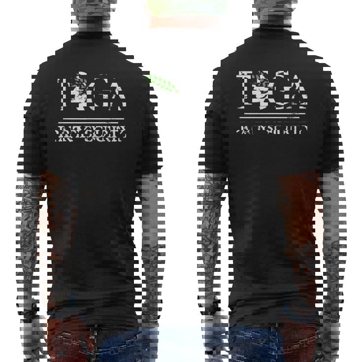 トーガパーティーセキュリティ-面白いギリシャ大学パーティー メンズTシャツ バックプリント