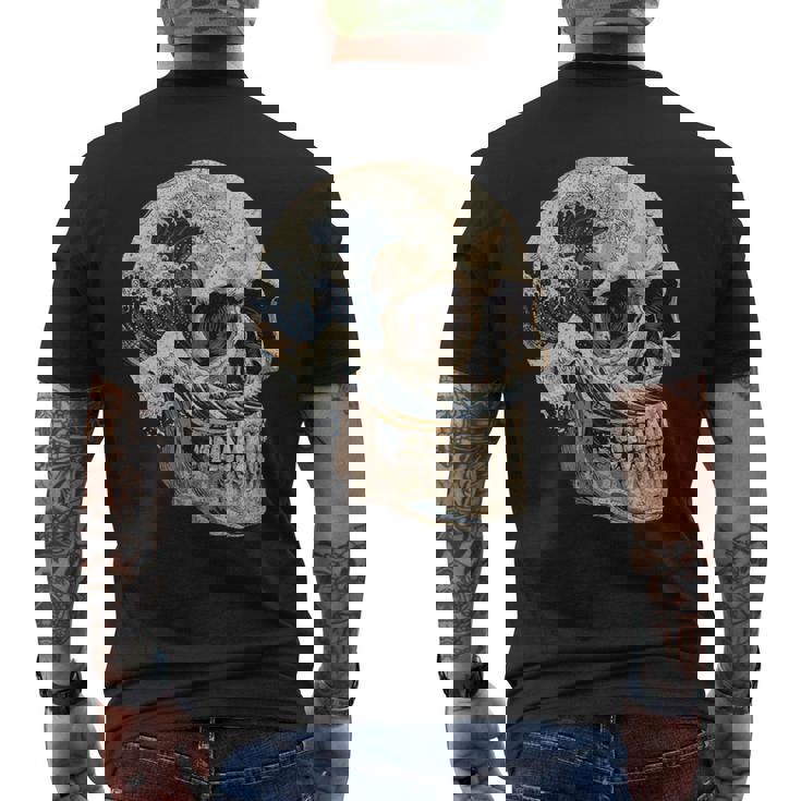 ドクロ 波 日本美術 海 メンズTシャツ バックプリント