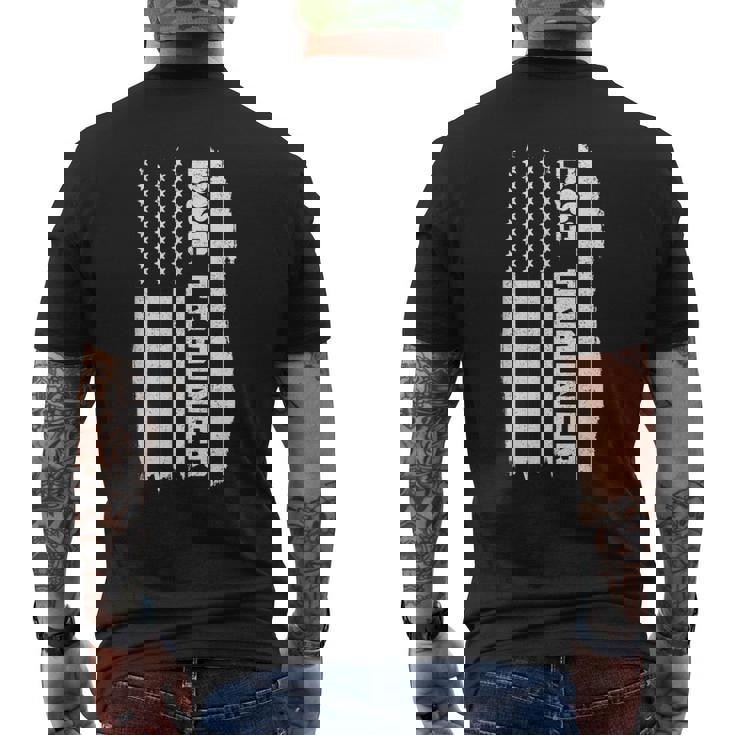 ドッグトレーナー アメリカ国旗 愛国的な犬の訓練 メンズTシャツ バックプリント