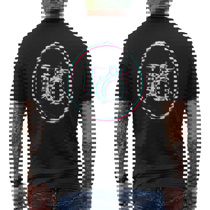 ドラミングドラマー ドラムセット メンズTシャツ バックプリント