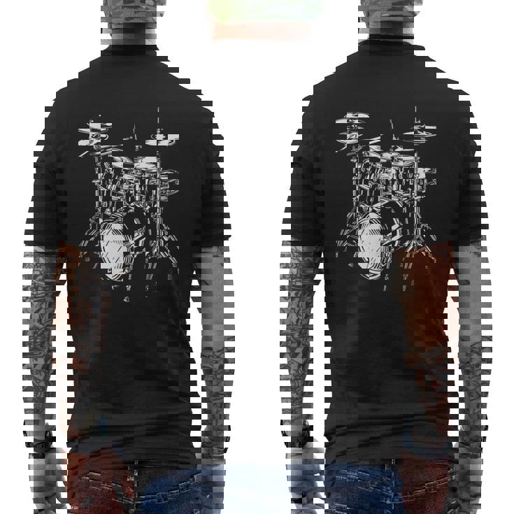 ドラムセットの図面 電子ドラム メンズTシャツ バックプリント