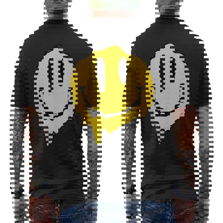 ドリッピースマイルイエロースマイルフェイスシャツ かわいい ハッピースマイルフェイス メンズTシャツ バックプリント