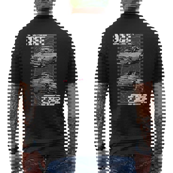 ドリフトカー ジャパニーズクラシックチューニングカー メンズTシャツ バックプリント