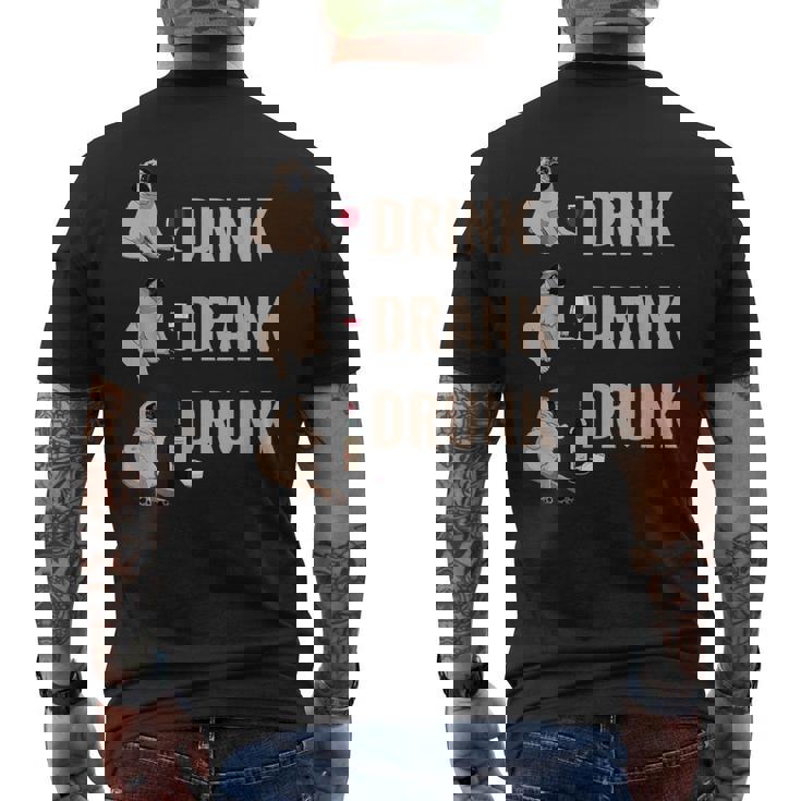 ドリンク 飲酒 パグ 飲酒 ワイン ミーム 面白い メンズTシャツ バックプリント