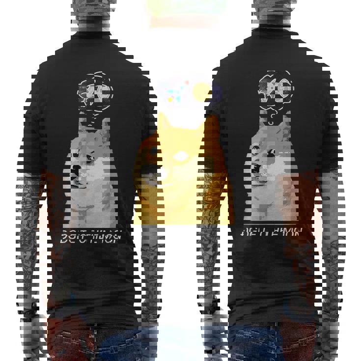 ドージコインdogecoin Hodl 月へ月にto The Moon 暗号通貨doge Memeドージミーム メンズTシャツ バックプリント