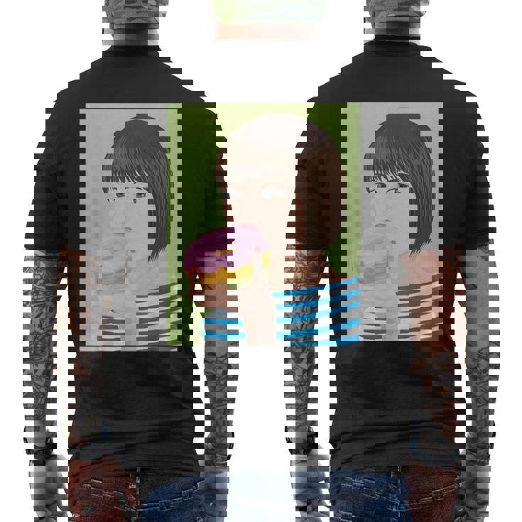 ドーナツショップ ポップアート ポートレート ロジックロックスター キュート ドーナツ ガールフレンド ドーナツ メンズTシャツ バックプリント