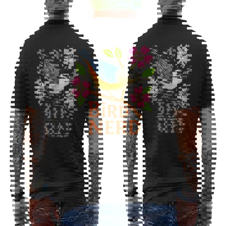 ナツハッチ 鳥 オタク ハナミズキ 木 アート メンズTシャツ バックプリント