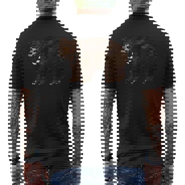 ナマケグマの絵 メンズTシャツ バックプリント