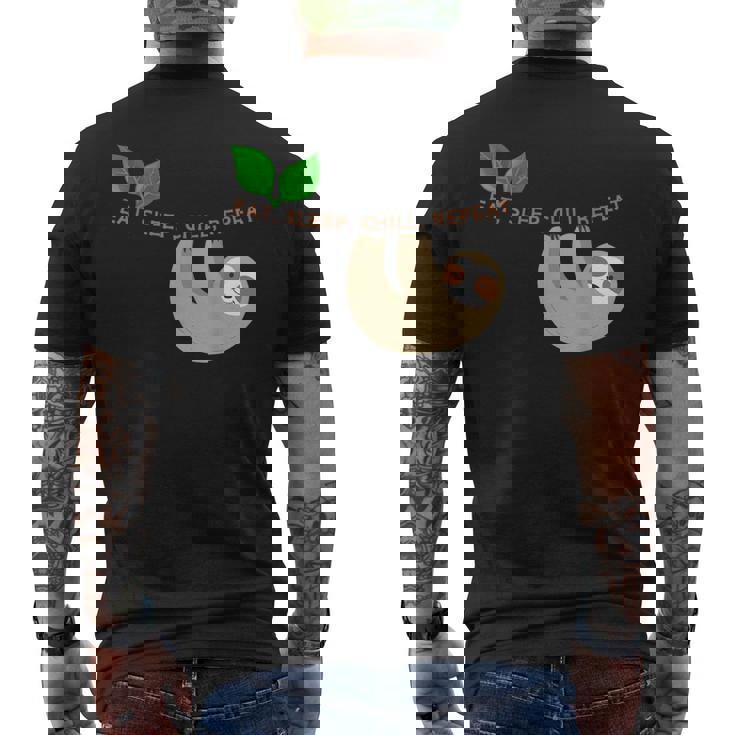 ナマケモノ まったり のんびり くつろぎ メンズTシャツ バックプリント