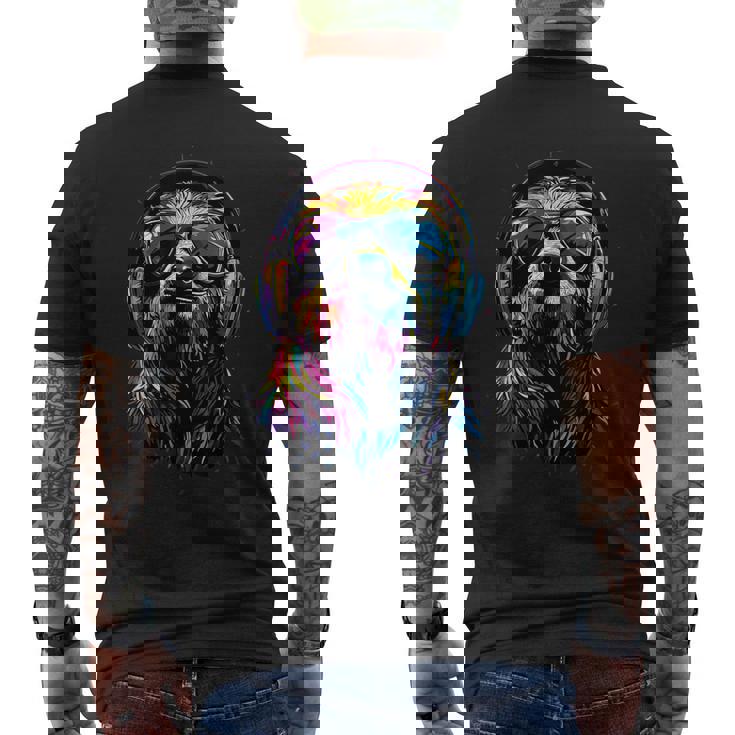 ナマケモノ カラフルな色彩 ポップアート グラフィック 怠け者 メンズTシャツ バックプリント