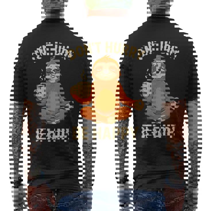 ナマケモノ コーヒー 瞑想 グラフィック 面白い メンズTシャツ バックプリント