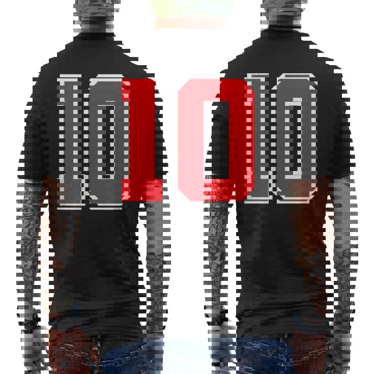 ナンバー10 スポーツジャージ 誕生日 年齢 ラッキーナンバー レッド ホワイト メンズTシャツ バックプリント