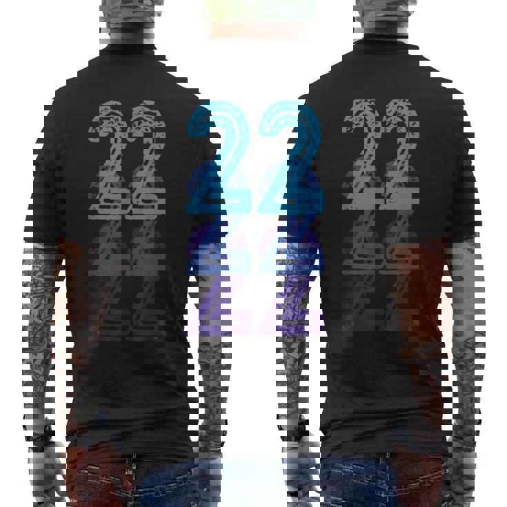 ナンバー22 ブルー ベスト クラシック カレッジスタイル 誕生日 面白い メンズTシャツ バックプリント