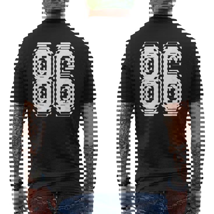 ナンバー86 86歳の誕生日ギフト選手チーム番号入りジャージ メンズTシャツ バックプリント