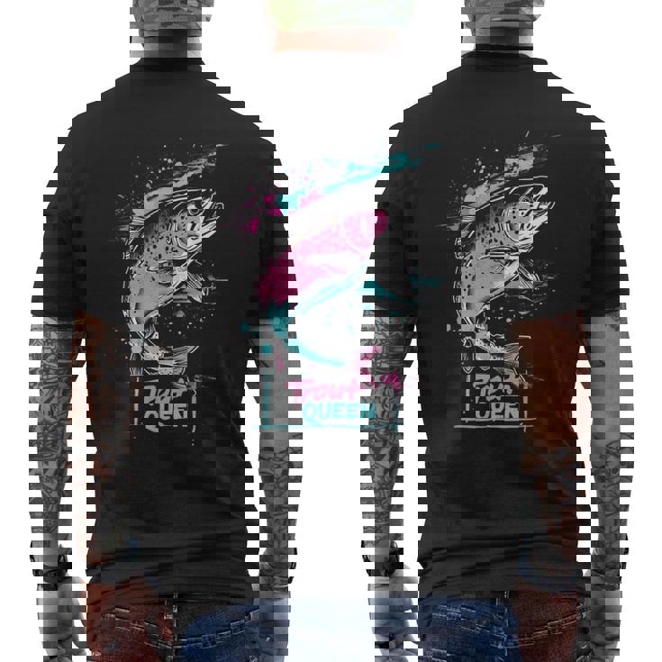 ニジマスのフライフィッシング・グラフィック トラウト・クイーン メンズTシャツ バックプリント
