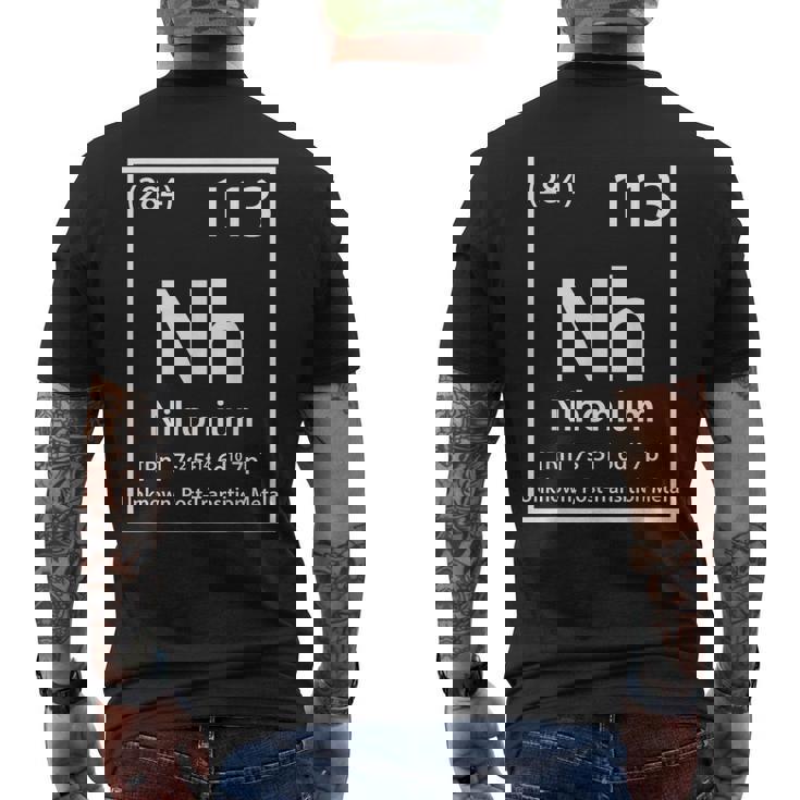 ニホニウム化学元素白 メンズTシャツ バックプリント