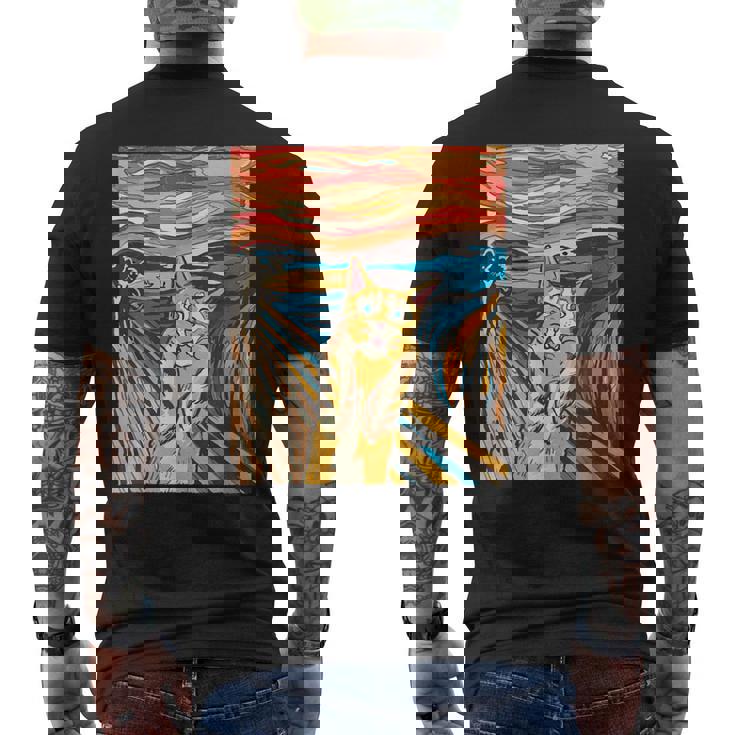 ニャンコの叫び 面白いtシャツ 猫 ムンクの叫び パロディ ネコ メンズ 子供 おもしろ 服 おもしろグッズ ネタ メンズTシャツ バックプリント