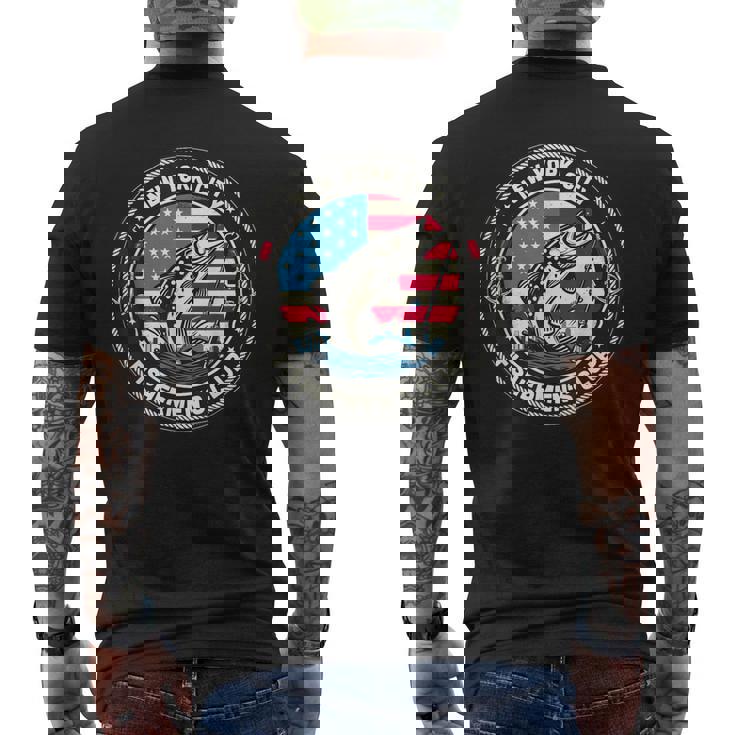 ニューヨーク市フィッシャーマンズクラブ アメリカ国旗釣り メンズTシャツ バックプリント