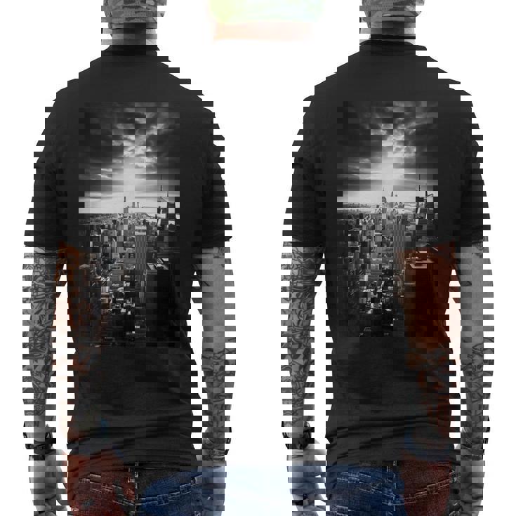 ニューヨーク市写真撮影 白黒写真 メンズTシャツ バックプリント