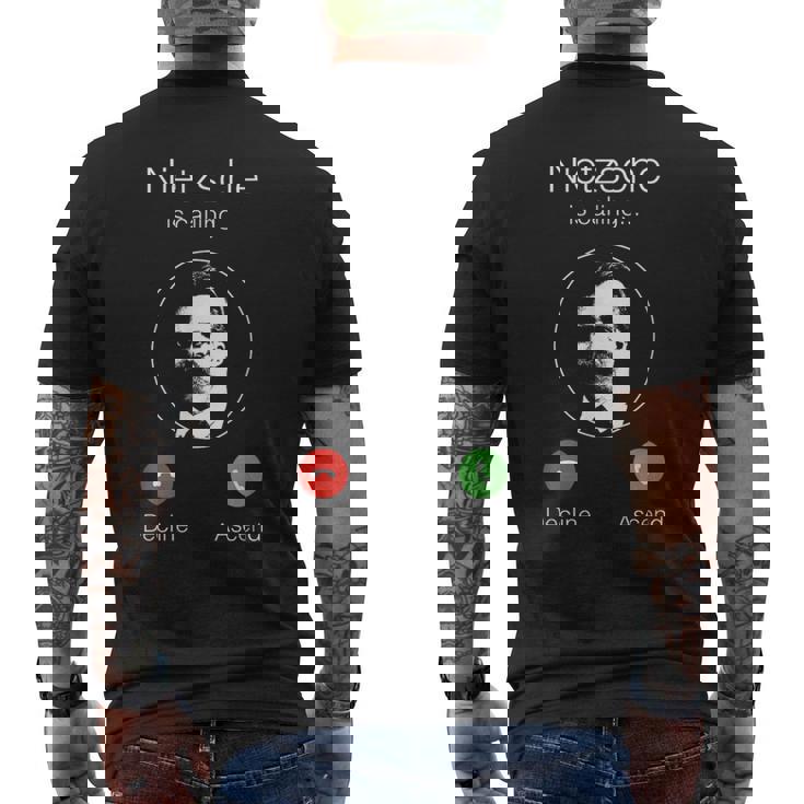 ニーチェが呼んでいる-ニヒリズム哲学 メンズTシャツ バックプリント